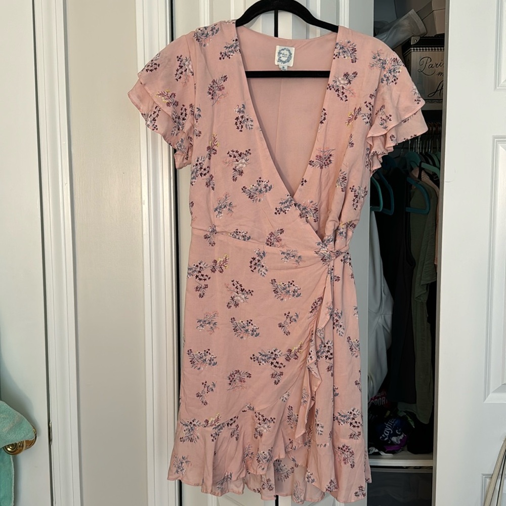 Francesca’s pink floral dress. Size medium.
